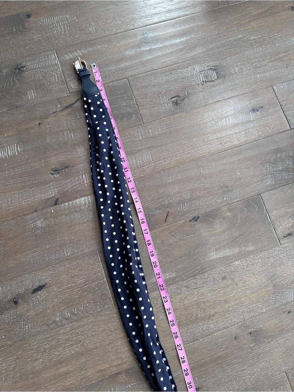 NWT Talbots Scarf Belt, Navy Polka Dot, Harness Buckle Med